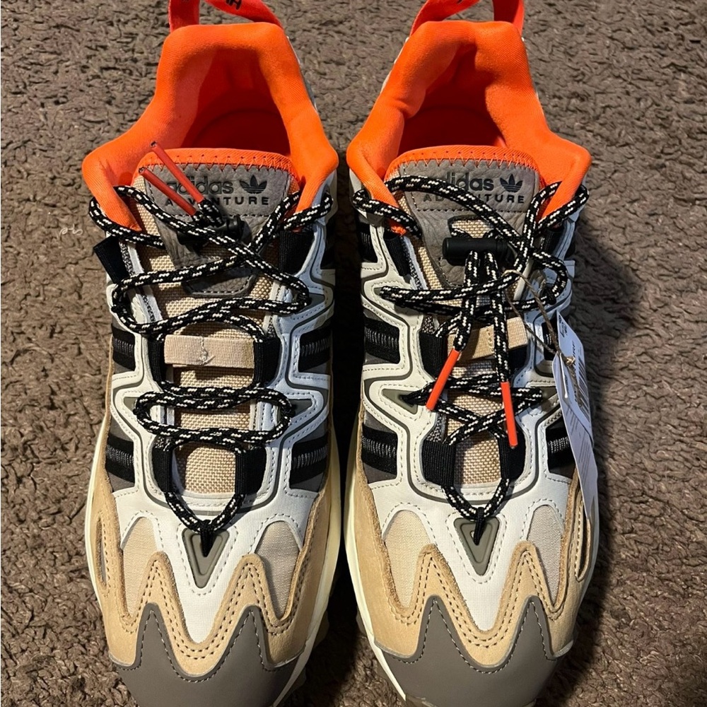 Adidas Orange Black Athletic Shoes Modern Silhouette